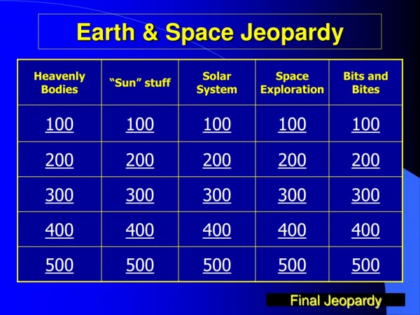 Earth &amp; Space Jeopardy