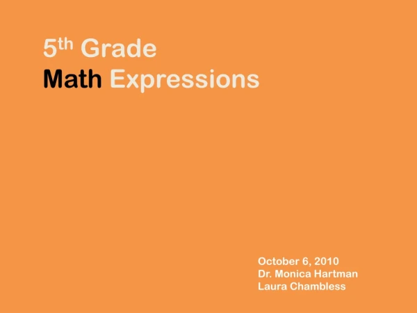 5 th Grade Math Expressions