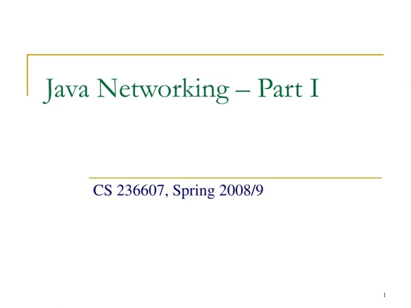 Java Networking – Part I