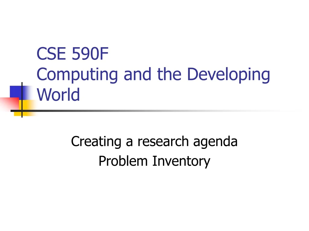 cse 590f computing and the developing world