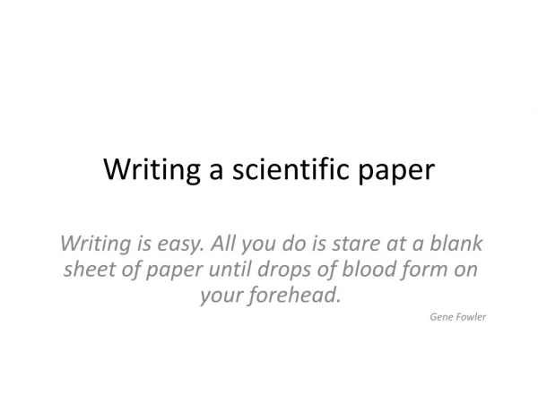 Writing a scientific paper