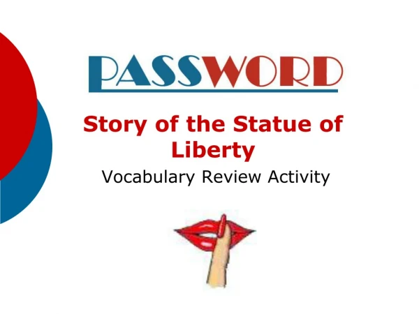 Story of the Statue of Liberty Vocabulary Review Activity