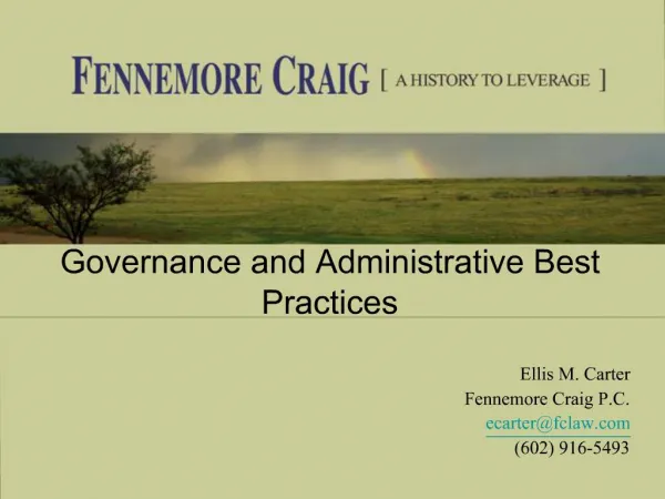 Governance and Administrative Best Practices