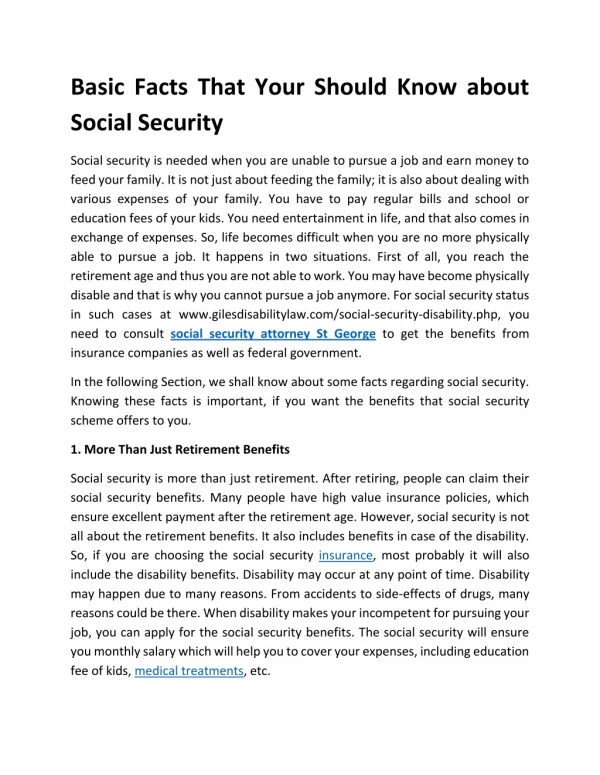 Basic Facts That Your Should Know about Social Security