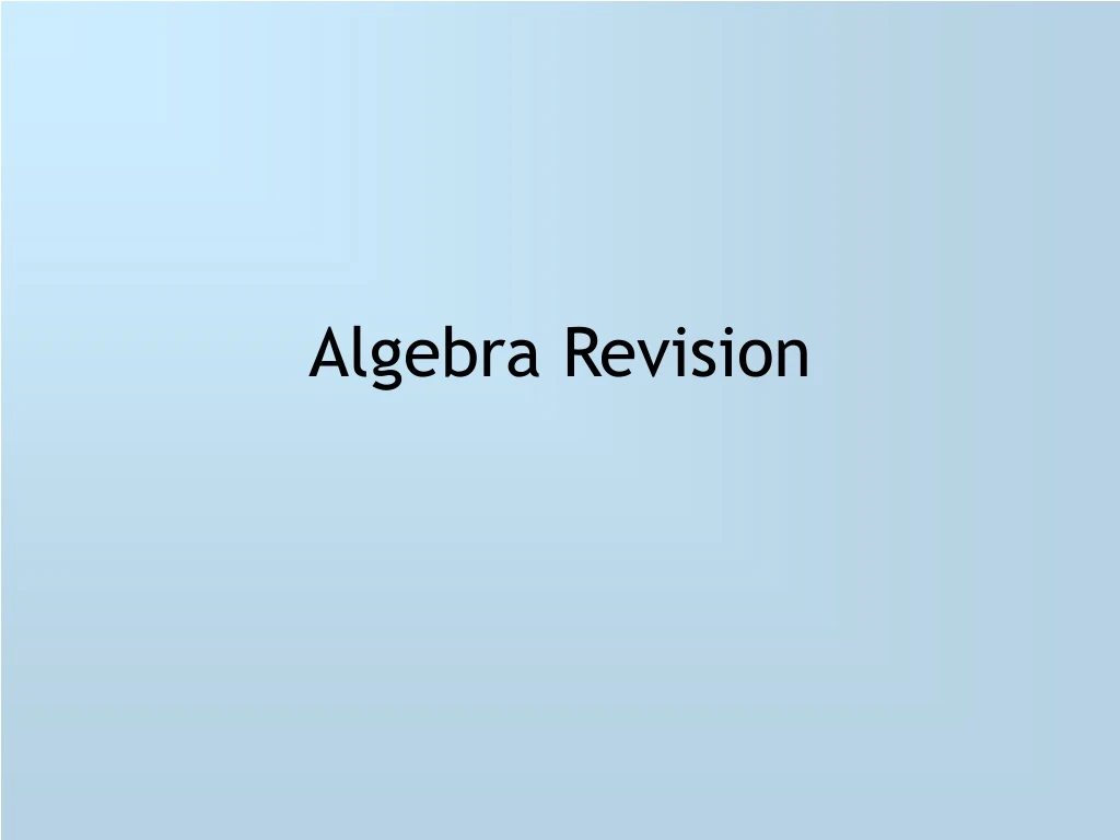 algebra revision