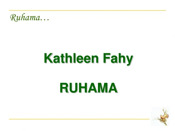 Kathleen Fahy RUHAMA