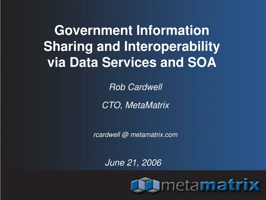 government information sharing and interoperability via data services and soa