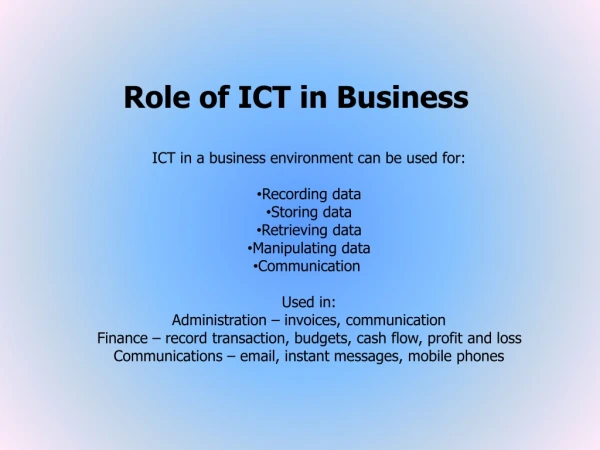 Role of ICT in Business