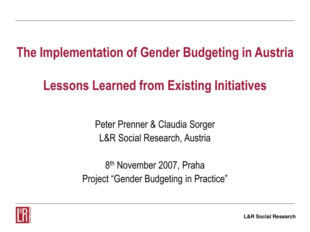 the implementation of gender budgeting in austria lessons learned from existing initiatives