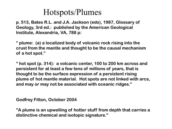 Hotspots/Plumes