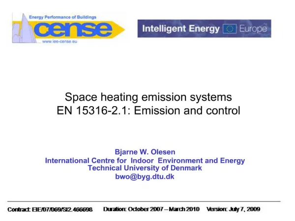 Space heating emission systems EN 15316-2.1: Emission and control