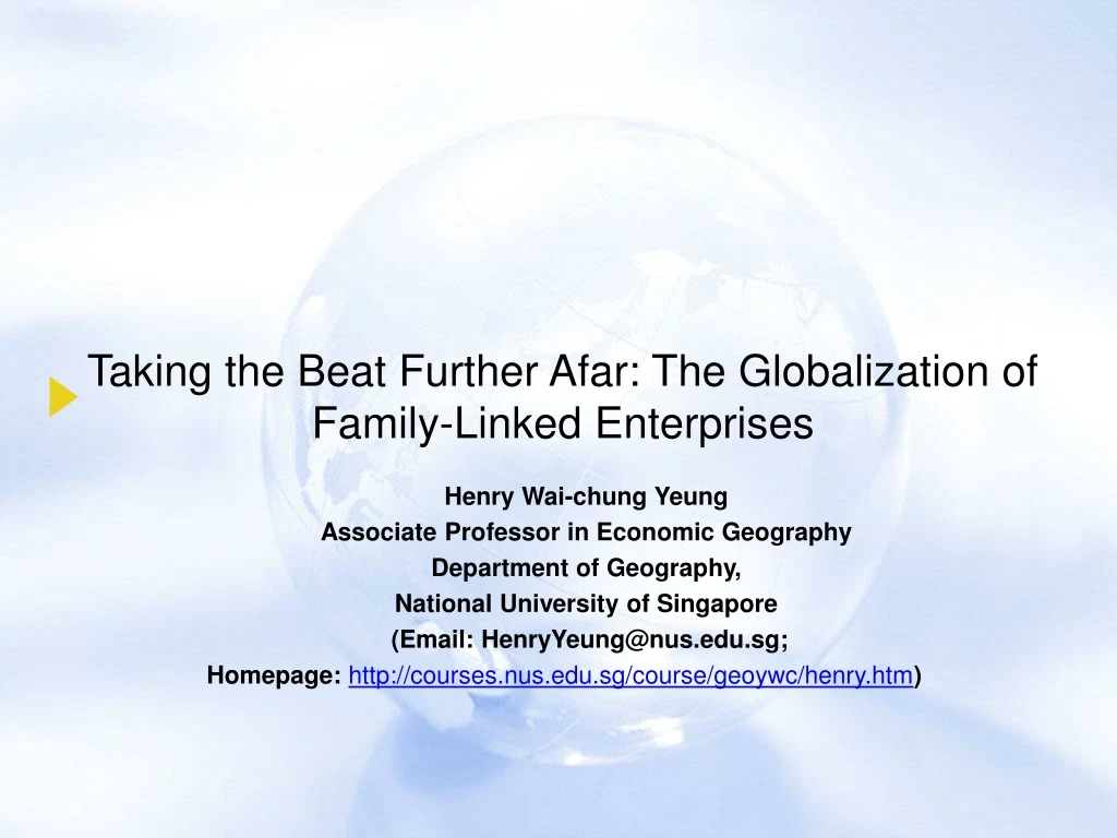 taking the beat further afar the globalization of family linked enterprises