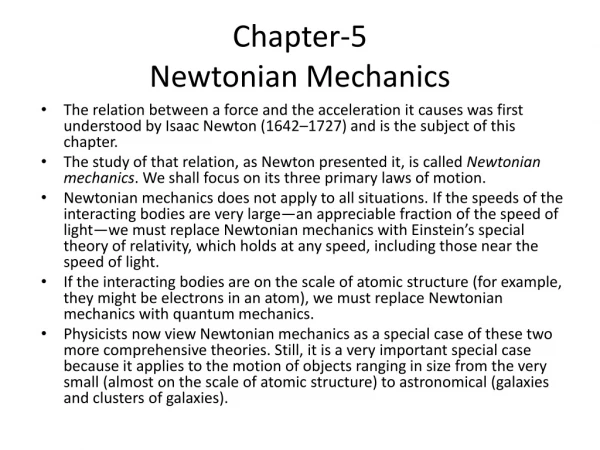 Chapter-5 Newtonian Mechanics
