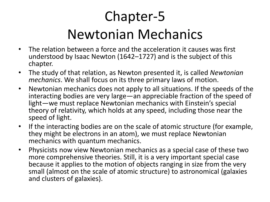chapter 5 newtonian mechanics