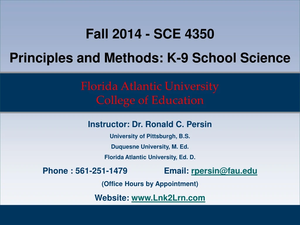 fall 2014 sce 4350 principles and methods