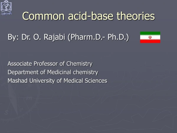 Common acid-base theories