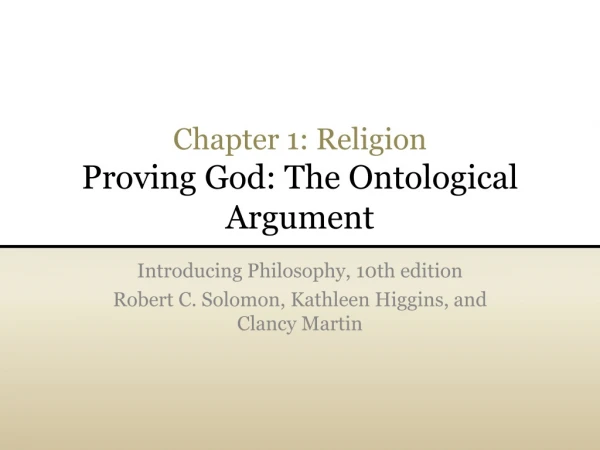 Chapter 1: Religion Proving God: The Ontological Argument