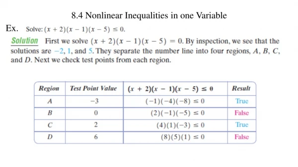 8.4 Nonlinear Inequalities in one Variable