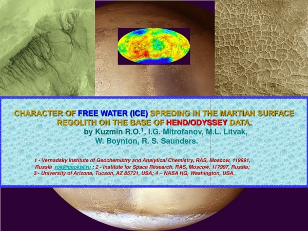 Map of the epithermal neutrons counts rate values during