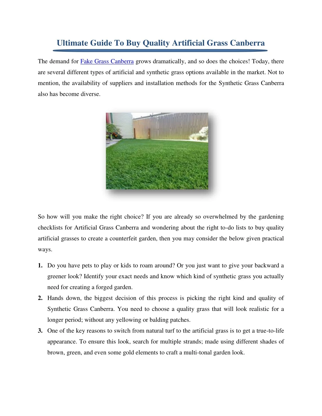 ultimate guide to buy quality artificial grass