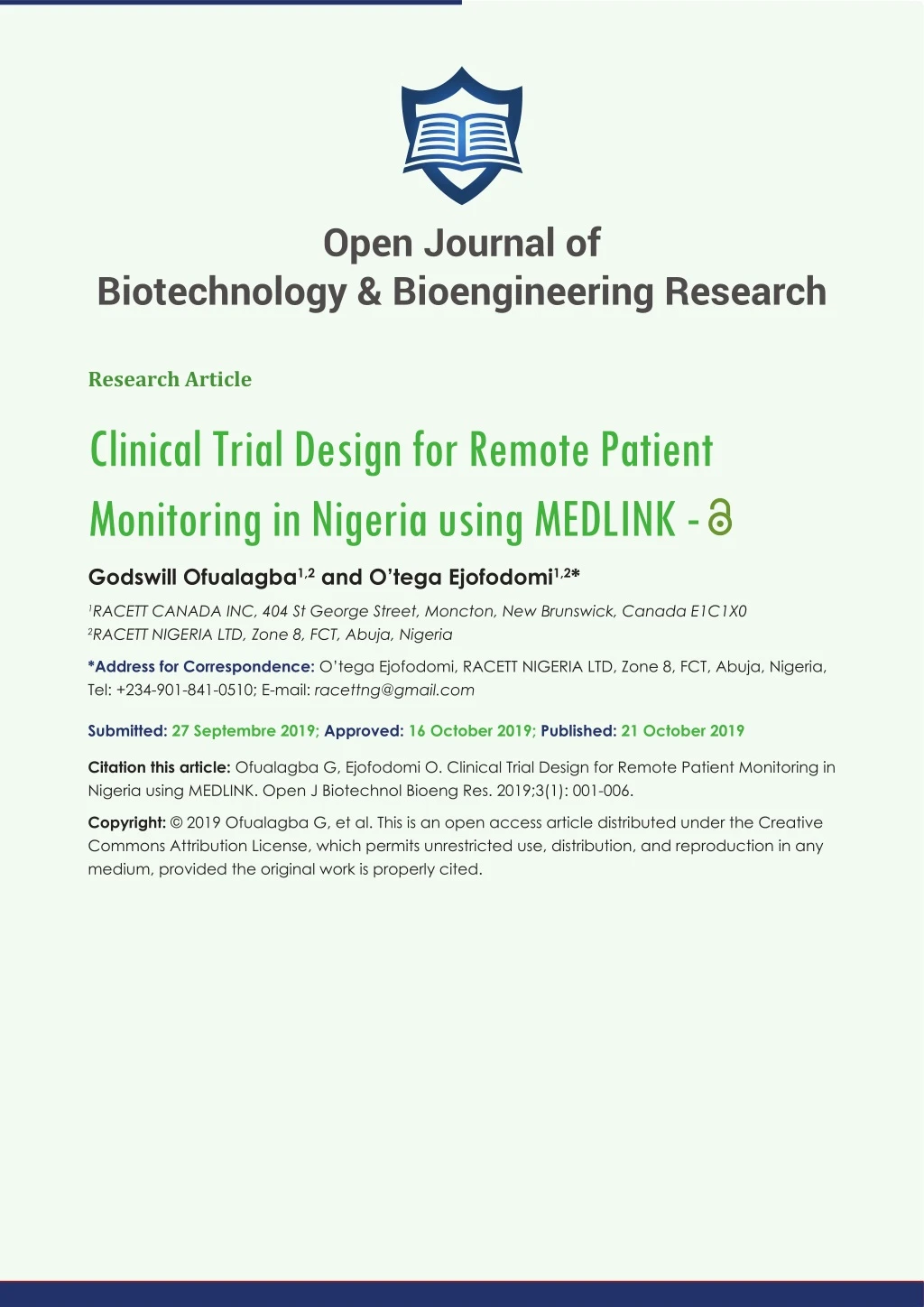 open journal of