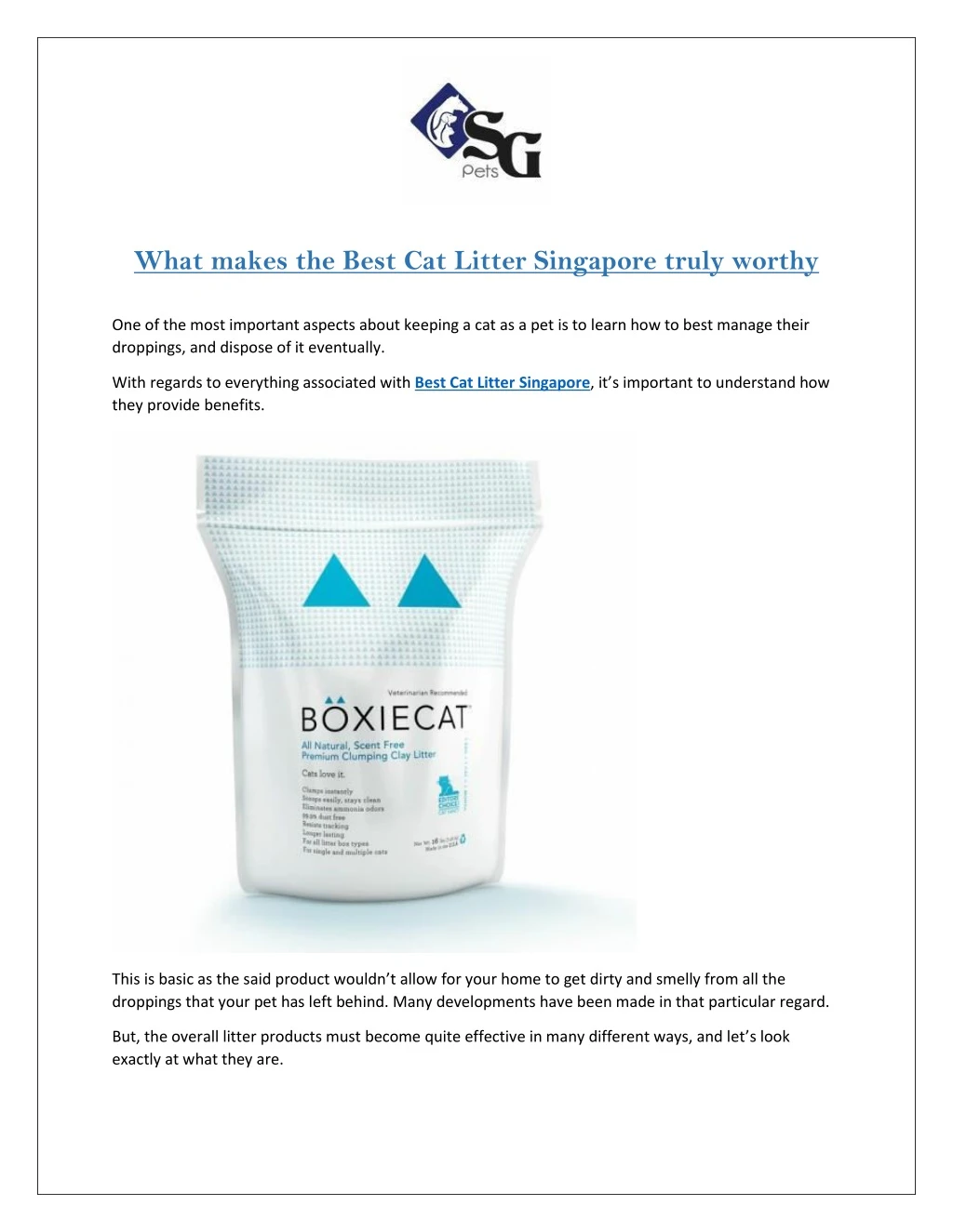 what makes the best cat litter singapore truly