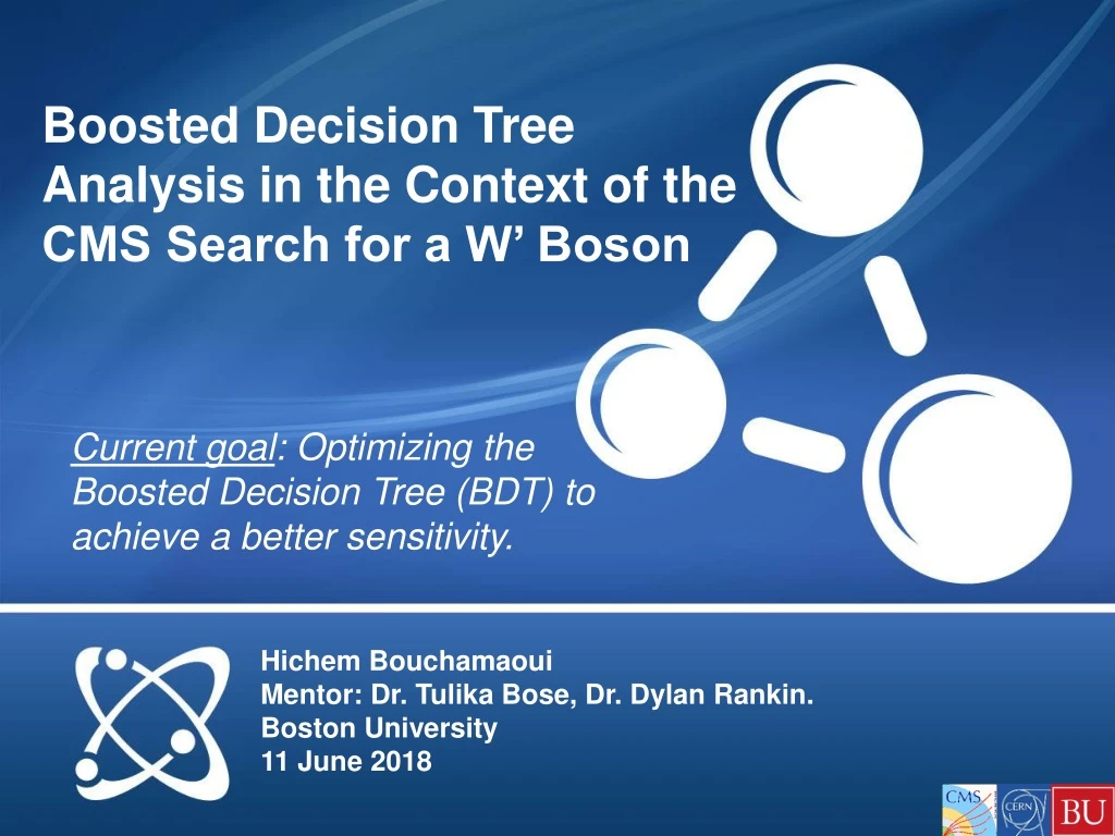 boosted decision tree analysis in the context of the cms search for a w boson