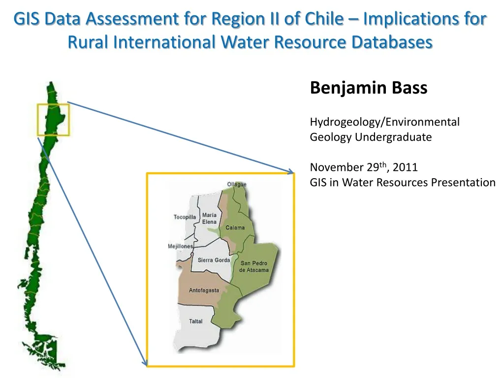 gis data assessment for region ii of chile