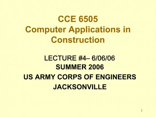 CCE 6505 Computer Applications in Construction