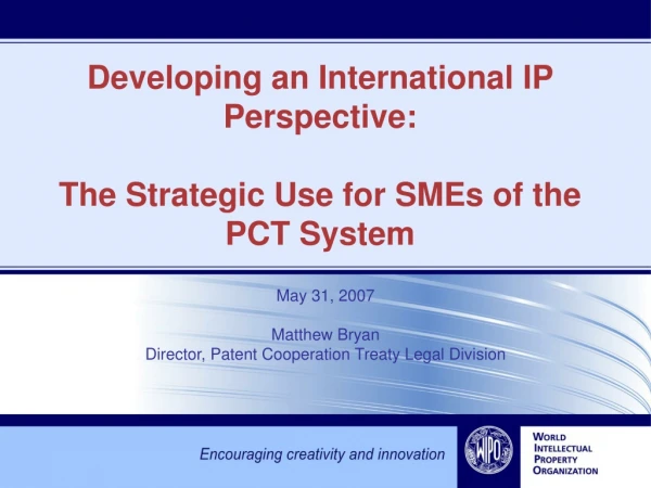 Developing an International IP Perspective: The Strategic Use for SMEs of the PCT System