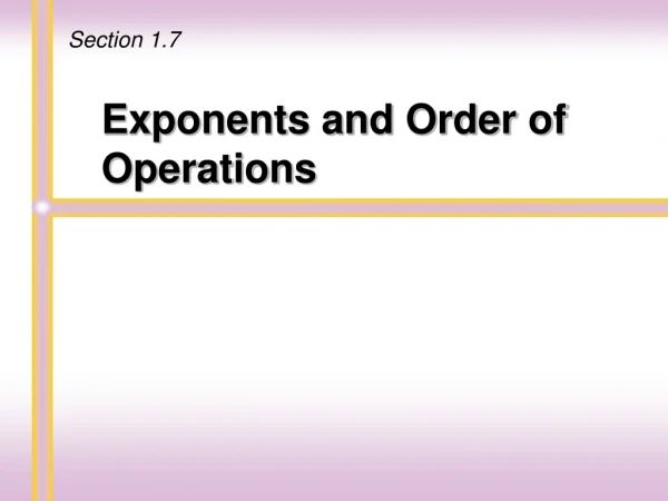 Exponents and Order of Operations