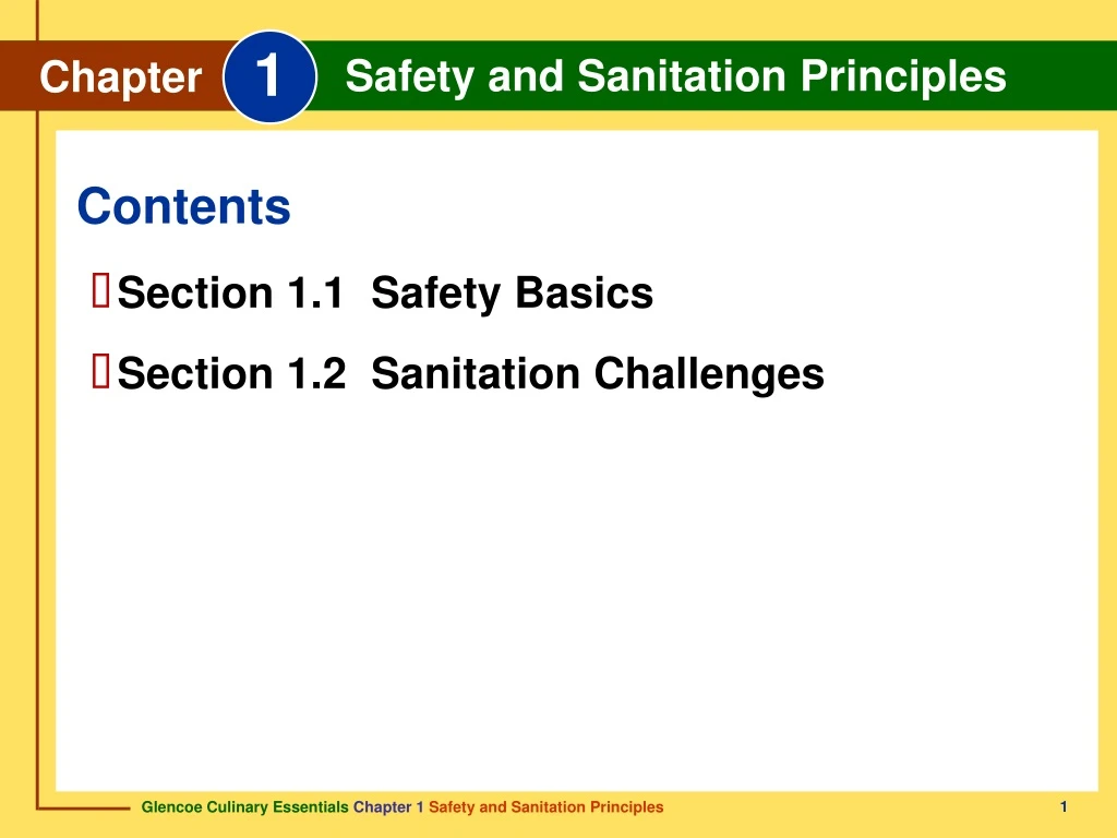 section 1 1 safety basics section 1 2 sanitation