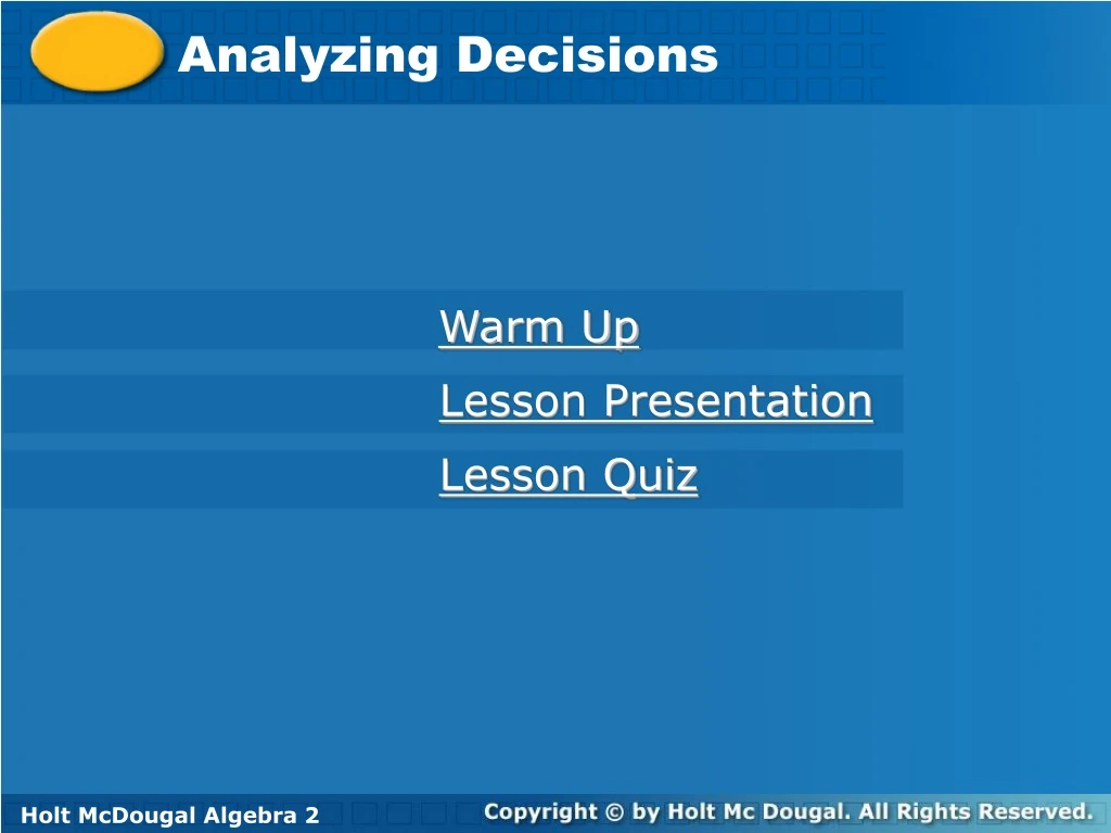 analyzing decisions