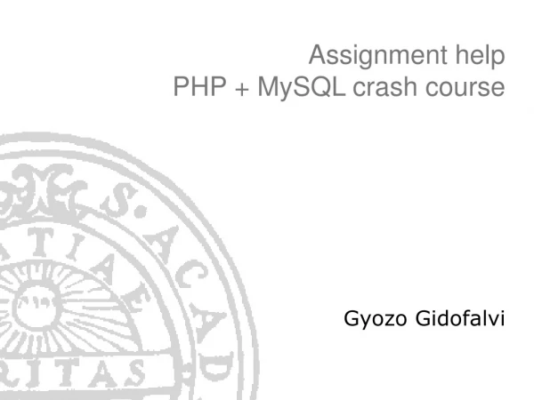Assignment help PHP + MySQL crash course