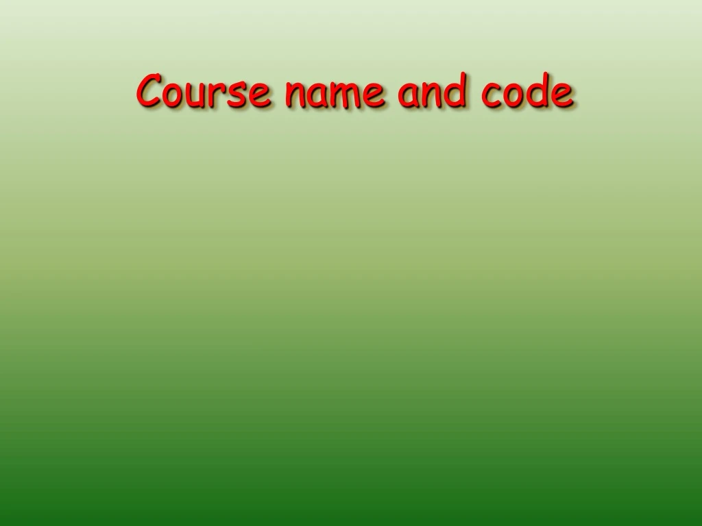 course name and code