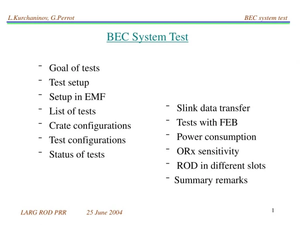BEC System Test