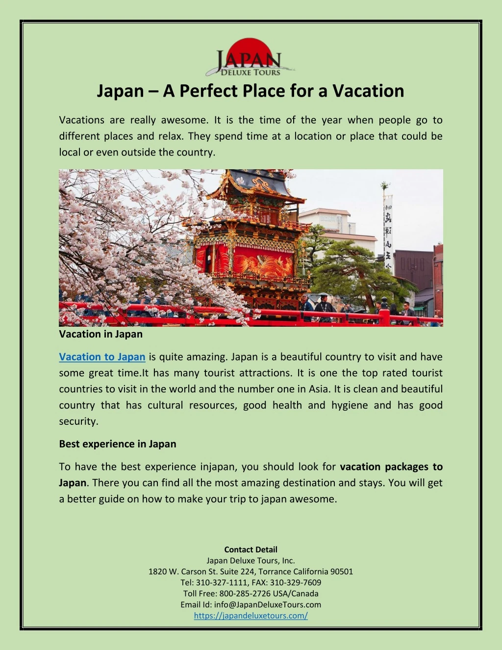 japan a perfect place for a vacation
