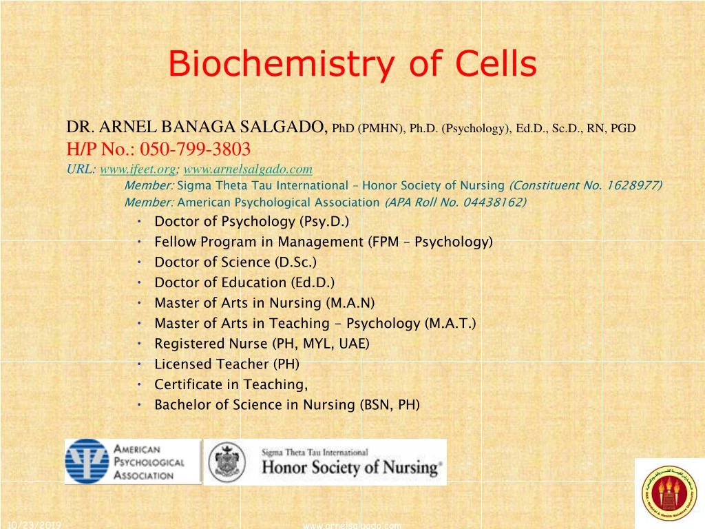 biochemistry of cells