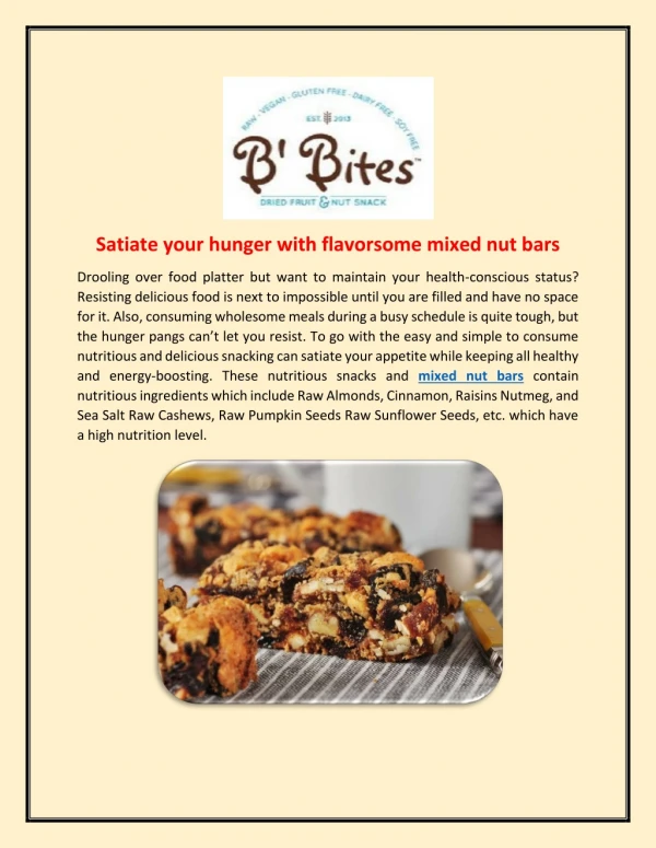 Satiate your hunger with flavorsome mixed nut bars