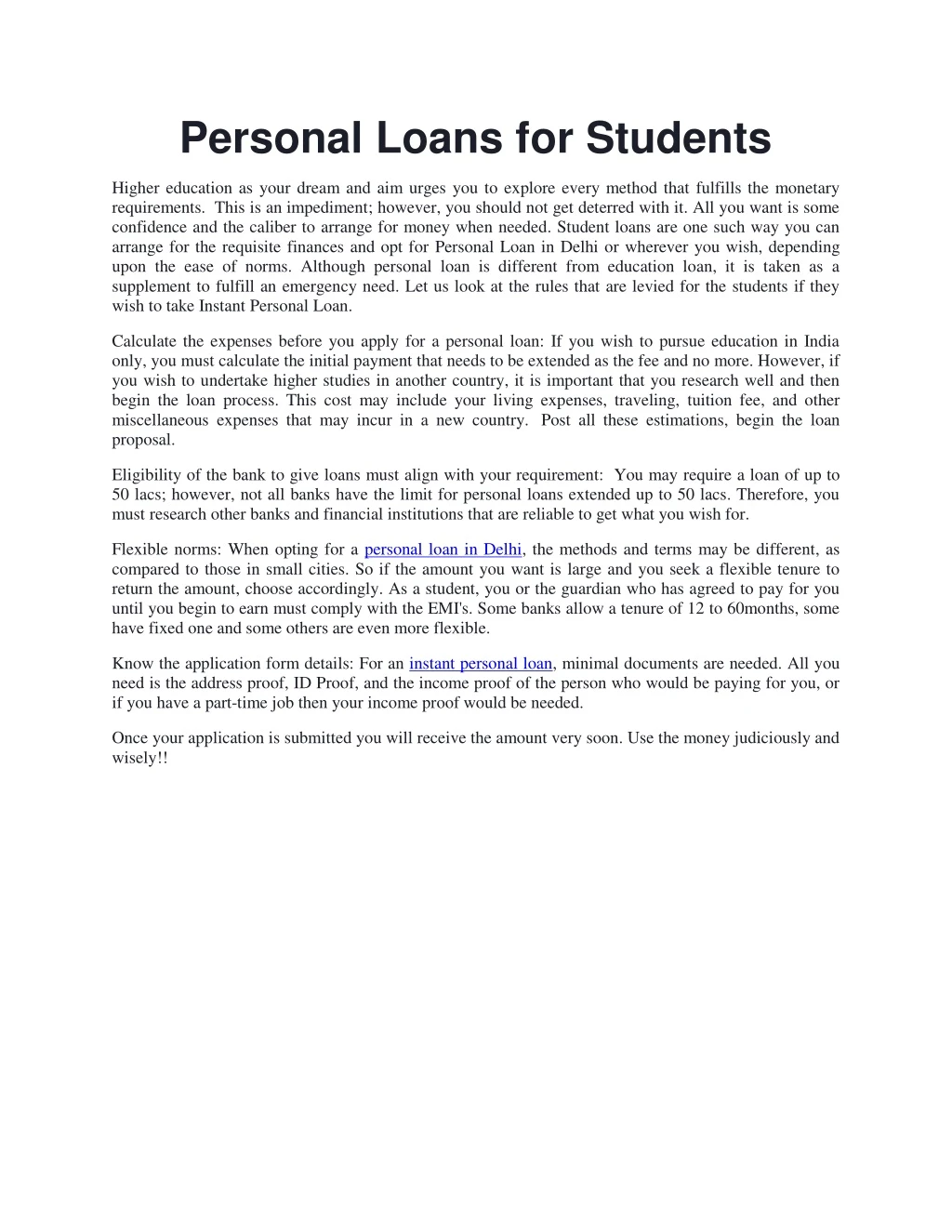 personal loans for students