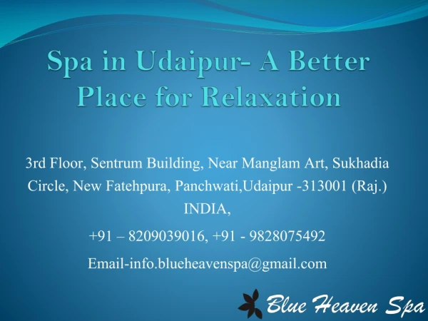 Spa in Udaipur- A Better Place for Relaxation