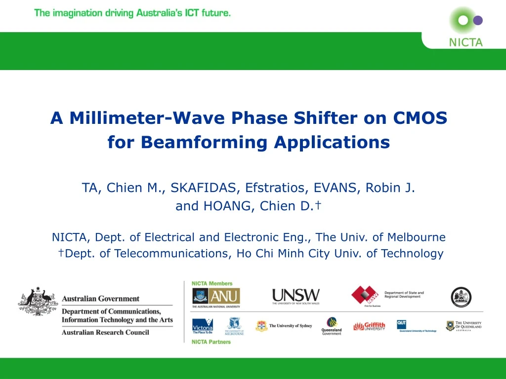 a millimeter wave phase shifter on cmos