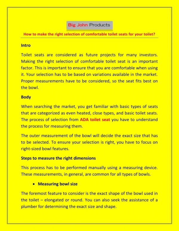 how to make the right selection of comfortable