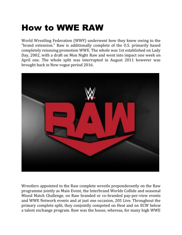 How to watch wwe raw