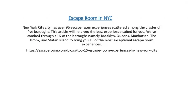 Escape Room in NYC