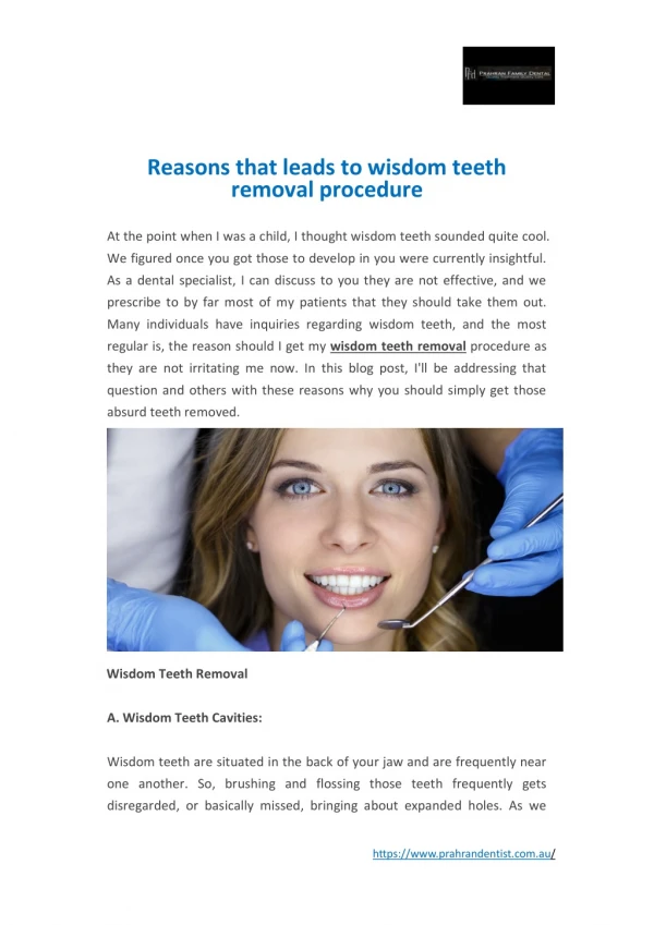 Reasons that leads to wisdom teeth removal procedure