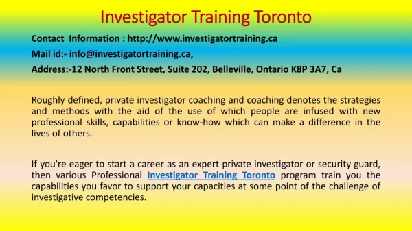 How to Teach Investigator Training Toronto like A Pro