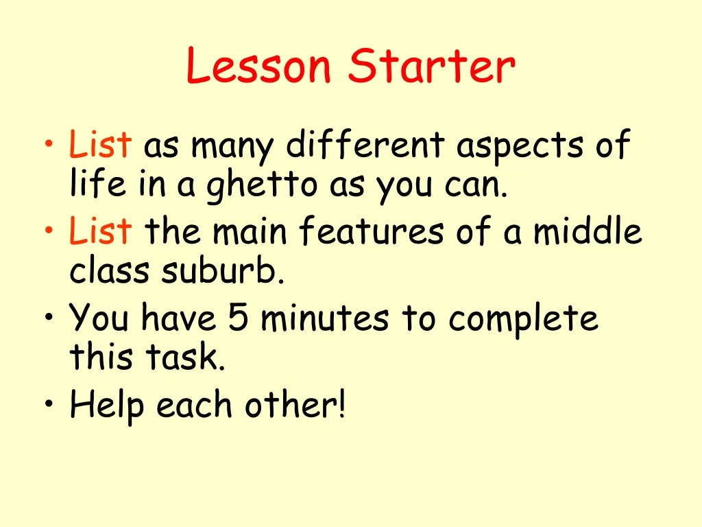 lesson starter