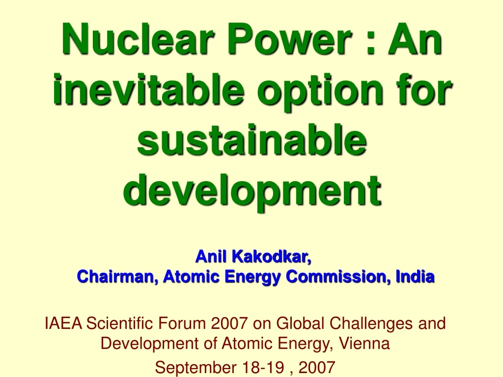 nuclear power an inevitable option for sustainable development