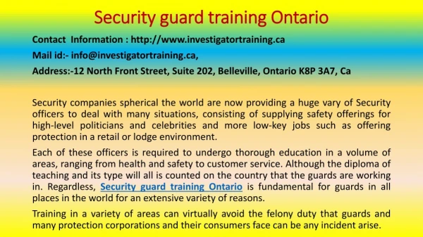 Here Is What You Should Do For Your Security guard training Ontario